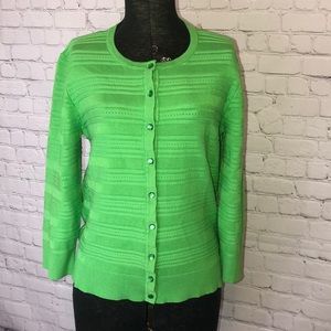 CABLE & GAUGE WOMENS BUTTON DOWN GREEN SWEATER XL